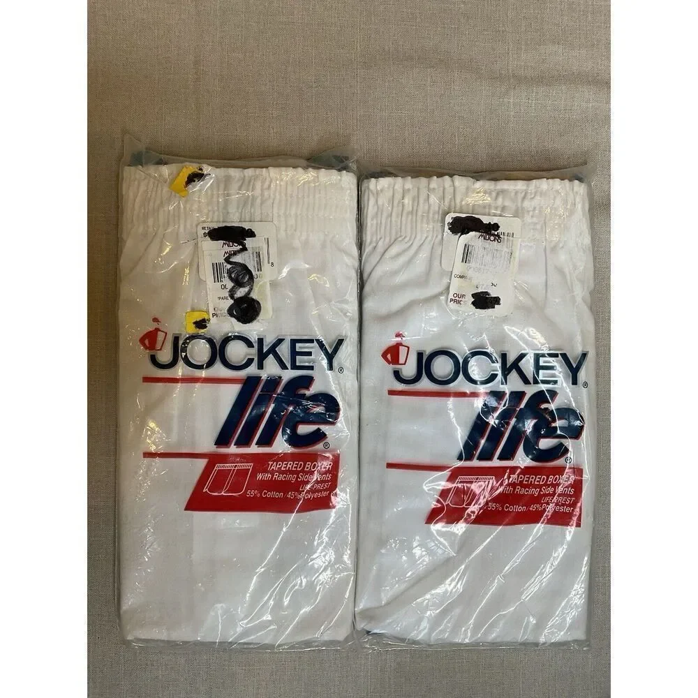 Jockey Life Tapered Boxer White Cotton‎ Blend Size 40 Mens 1994